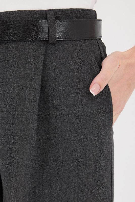 Dark Gray High Waist Belted Carrot Pants PN13812-K9