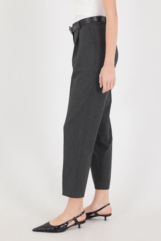 Dark Gray High Waist Belted Carrot Pants PN13812-K9