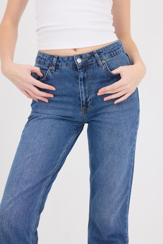 Denim Color High Waist Straight Jean Pants PN5469-PNC