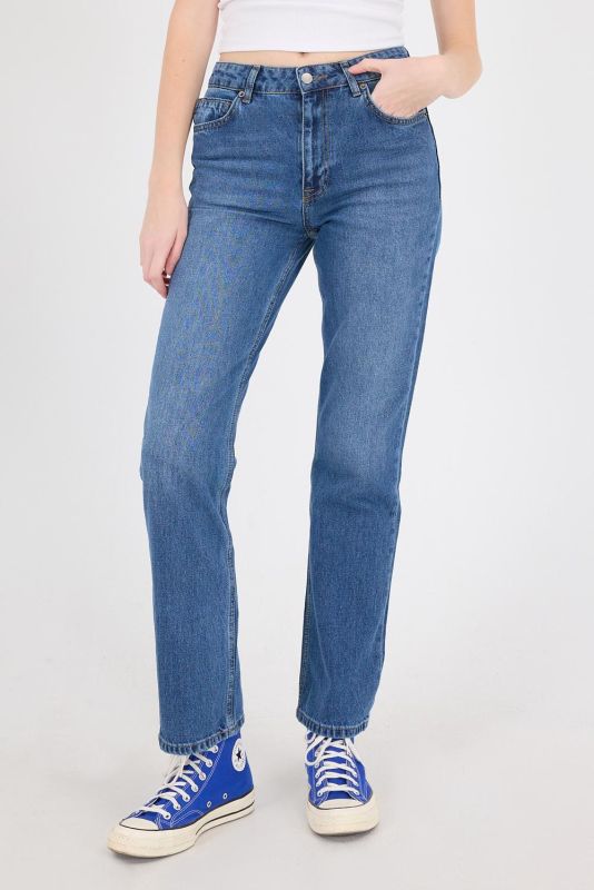 Denim Color High Waist Straight Jean Pants PN5469-PNC