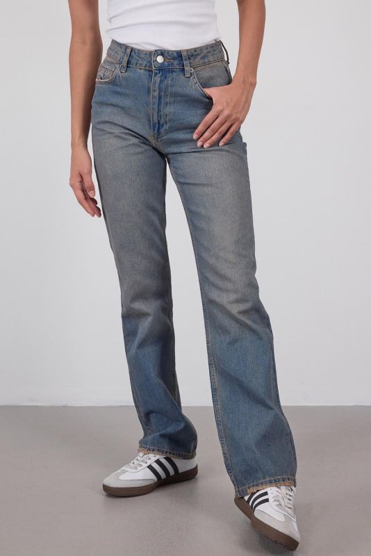 Denim Color High Waist Straight Jean Pants PN5469-PNC