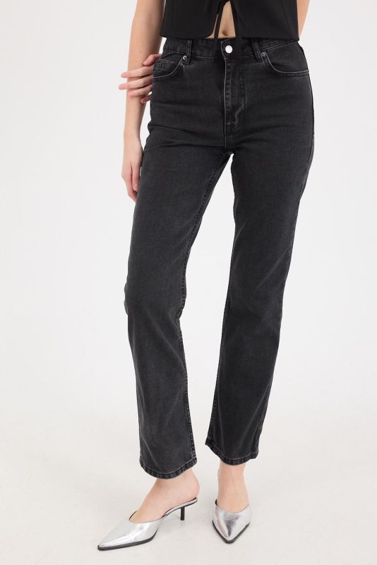 Denim Color High Waist Straight Jean Pants PN5469-PNC