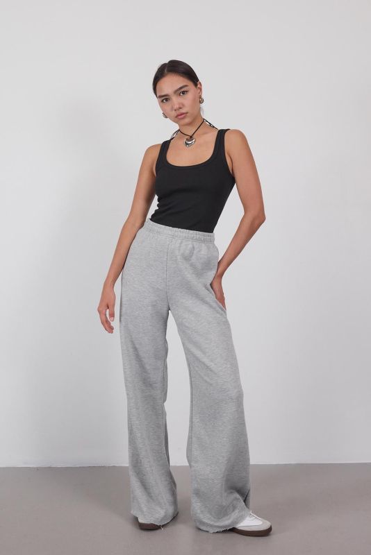 Gray Melange High Waist Wide Leg Tracksuit ESF10336-H8