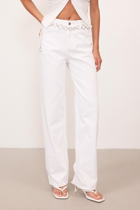 White High Waist Wide Leg Jean Pants PN5198-PNJ