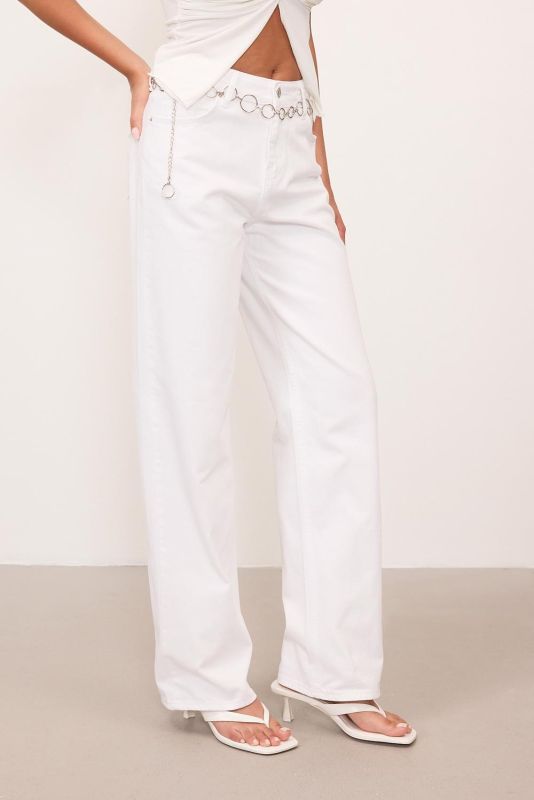 White High Waist Wide Leg Jean Pants PN5198-PNJ