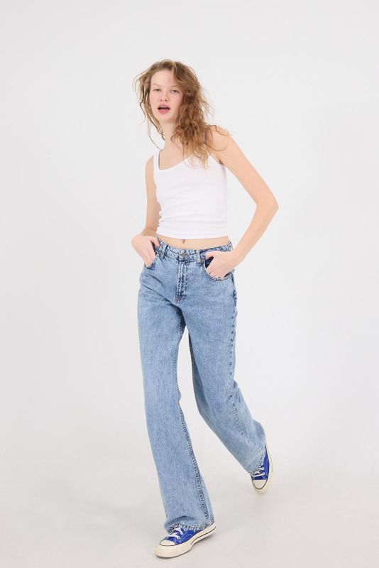 White High Waist Wide Leg Jean Pants PN5198-PNJ