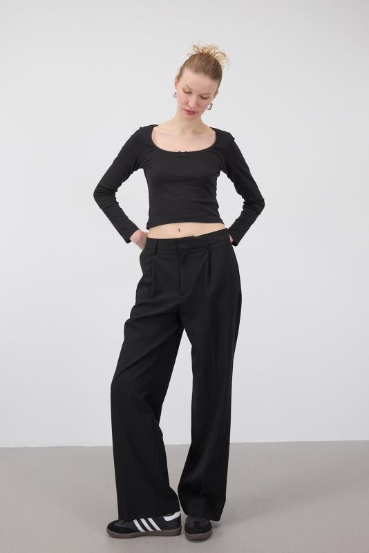 Black High Waist Wide Leg Pants PN1235-T6