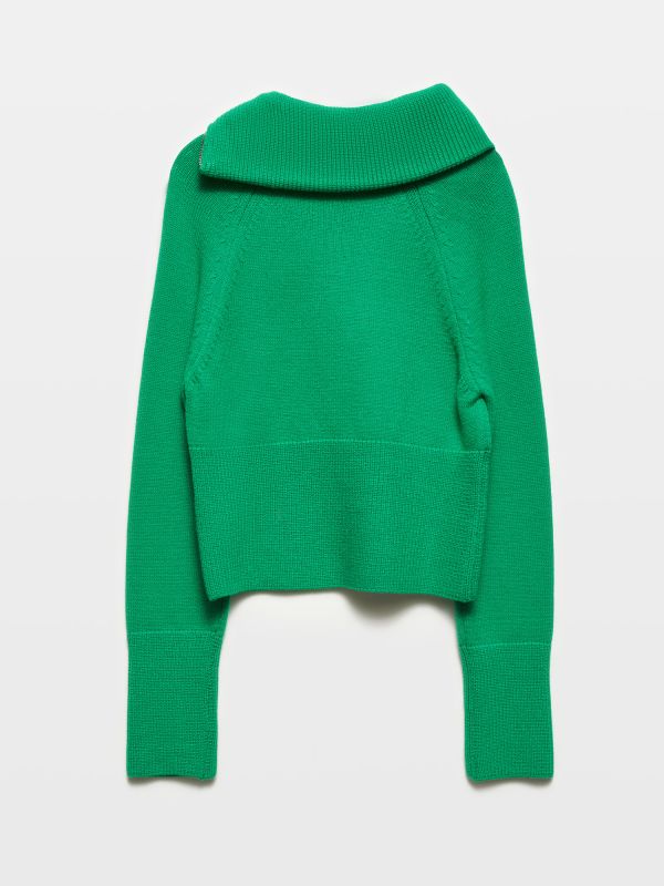 10617 Zippered Knit Sweater-Green