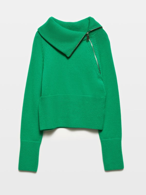 10617 Zippered Knit Sweater-Green