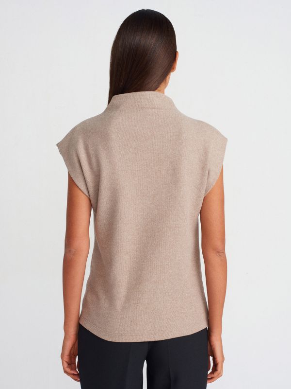 31342 Soft Textured Knitted Sweater-Light Khaki