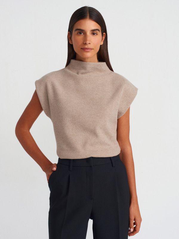 31342 Soft Textured Knitted Sweater-Light Khaki