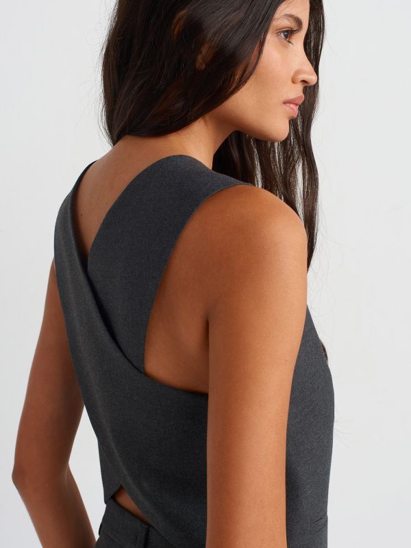 60545 Blazer Vest with Back Detail-Anthracite