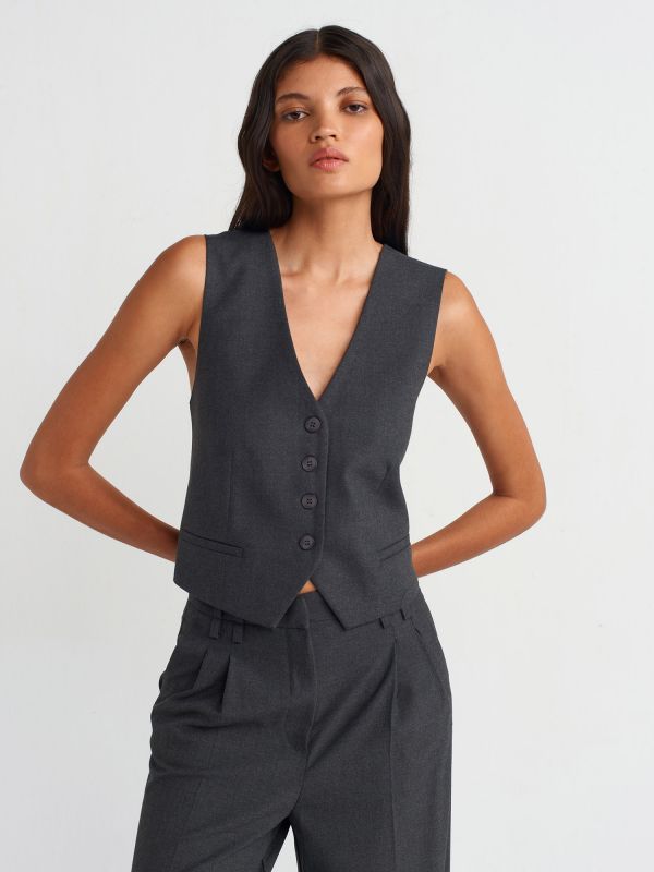 60545 Blazer Vest with Back Detail-Anthracite