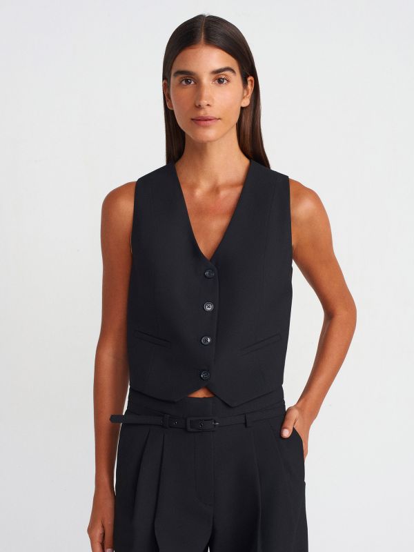 60562 Short Tailored Vest-Black