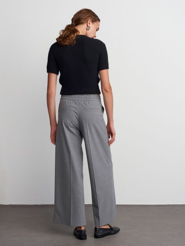 71556 Drawstring Tie Trousers-Light Gray