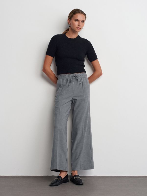 71556 Drawstring Tie Trousers-Light Gray