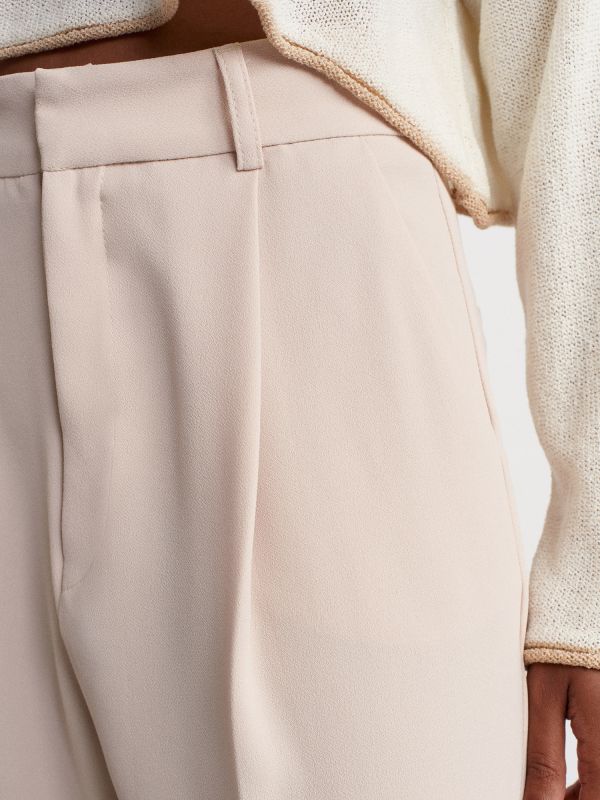 7954 High Waist Draped Pants-Beige