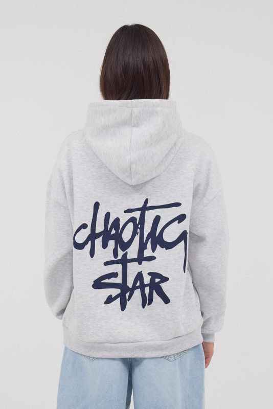 Snow Melange Chaotic Star Printed Hooded Sweatshirt S1619-I13