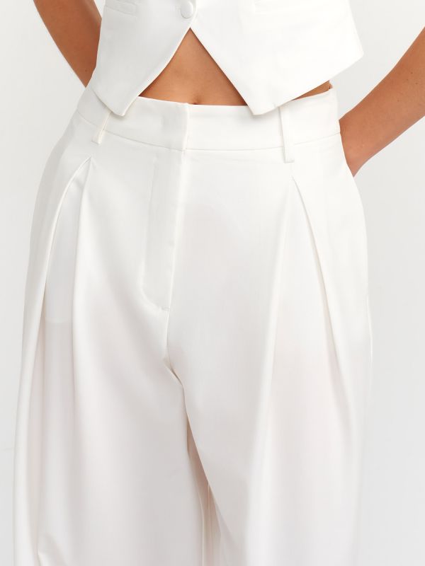 71540 Tailored Wide Leg Trousers-White