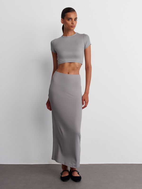 31104 Modal Crop Top-Gray