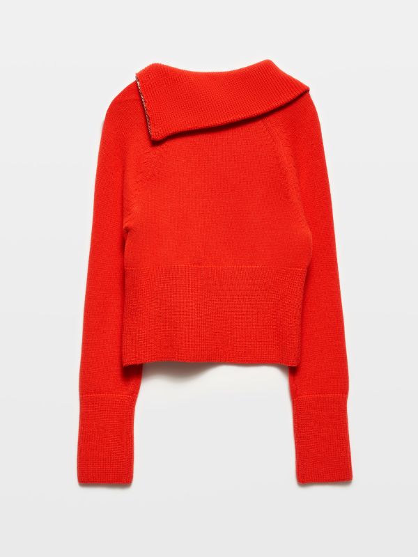 10617 Zippered Knit Sweater-Red