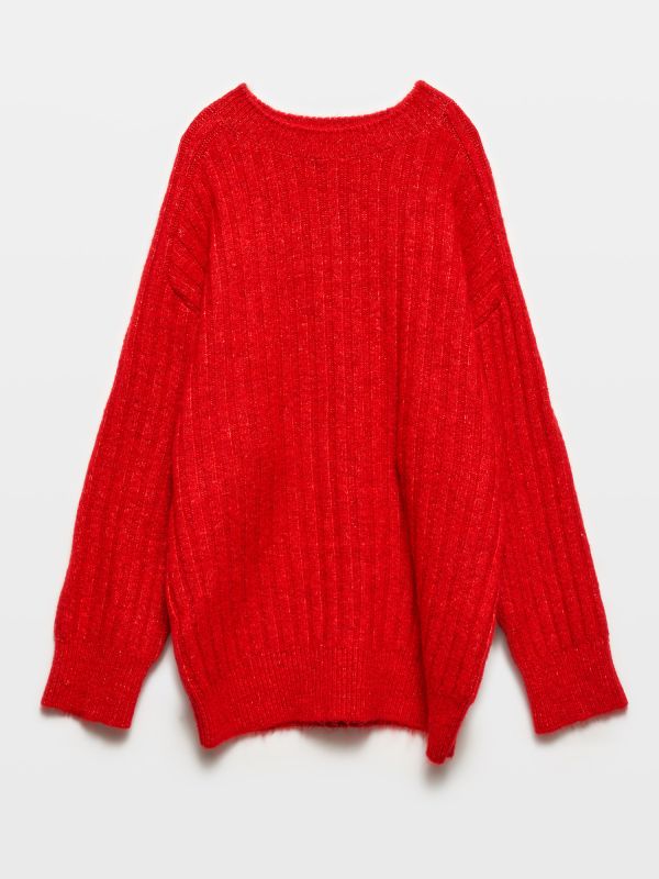 10628 Crew Neck Oversized Sweater-K.Red