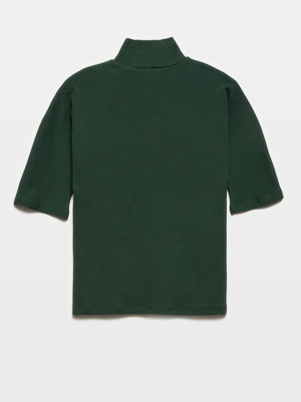 31244 Stand Collar T-Shirt-N.Green