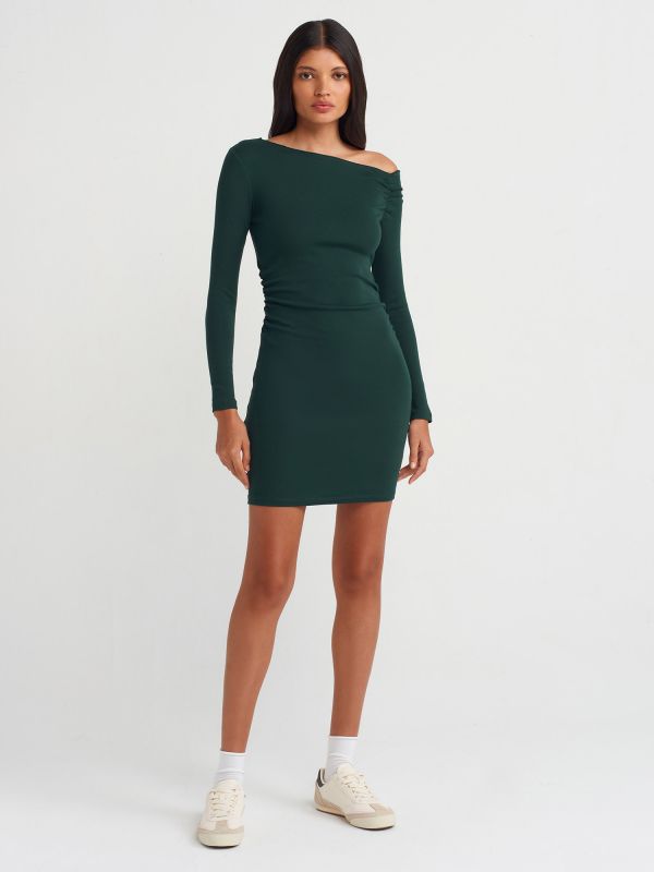 90848 Asymmetric Mini Dress-N.Green