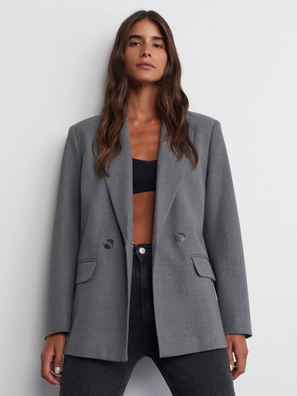 60747 Double-breasted Jacket-Grey