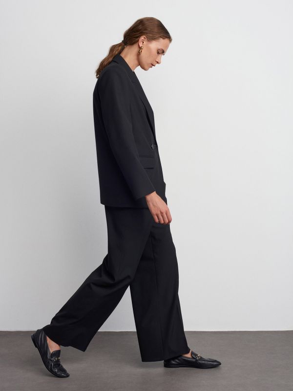 71556 Drawstring Tie Trousers-Black