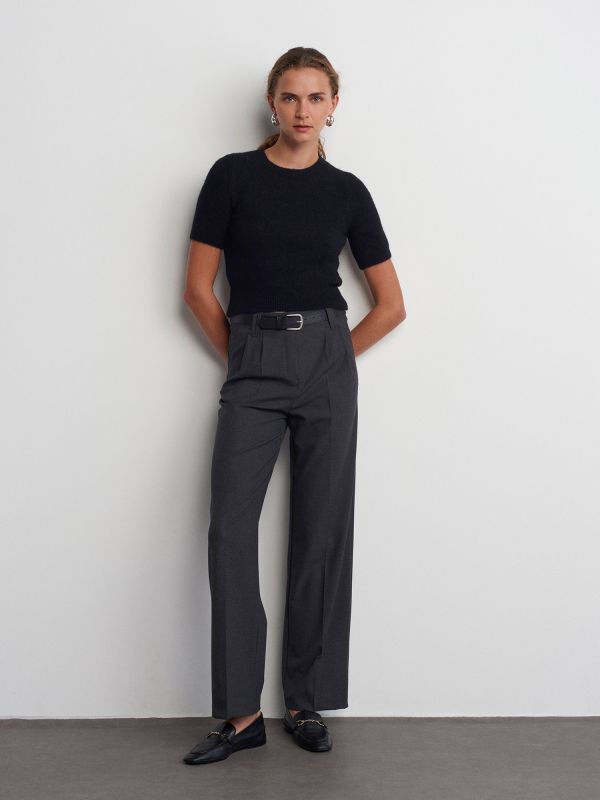 71550 Belted Smart Pants-Anthracite