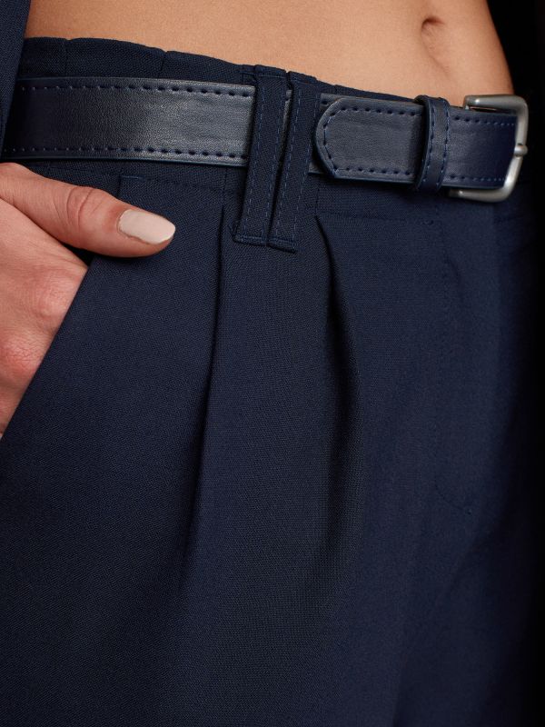 71550 Belted Smart Pants-Blue