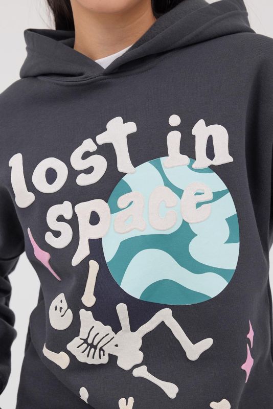 Anthracite Lost In Space Printed Hooded Sweatshirt S4203-J1