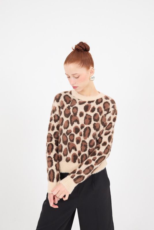 Leopard Soft Textured Leopard Print Sweater K2252-A11