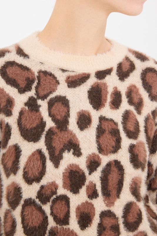 Leopard Soft Textured Leopard Print Sweater K2252-A11